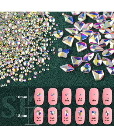 Glass Nail Art Rhinestones Set 1 - Crystal AB/Clear Gem Beads Kit for DIY Nail Design - Includes Picker Pencil and Tweezer - Professional and Home Use - Buy Online on GoSupps.com