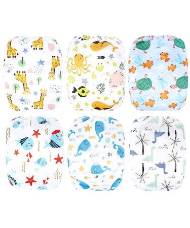 Leekalos Cloth Diapers Reusable with Bamboo Inserts & Wet Bag - Undersea Design for Boys and Girls - Buy Online on GoSupps.com
