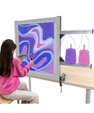 Rug Tufting Frame Tufting Kit 27.5'' Newest Aluminum Metal Tufting Frame for Rug Making Primary Tufting Cloth Stand Tufting Fabric Rug Tufting Kit Rug Frame for Tufting Supplies Carpet Tufting Gun Kit