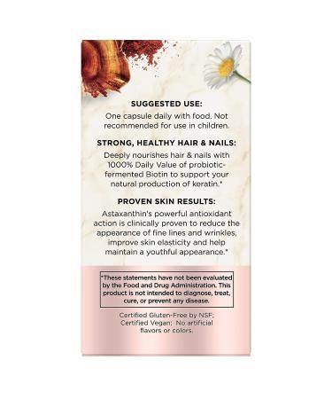 Hair Food Hair Skin and Nails Vitamins - Gluten Free & Vegan with Probiotic Biotin for Hair Growth - 30 Capsules - Buy Online on GoSupps.com