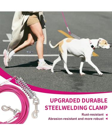 Shock Absorbing 9m Yard Leash for Dogs - Tie Out Leash Cable in Rose Red | Durable Long Distance Outdoor Dog Leash - Buy Online on GoSupps.com