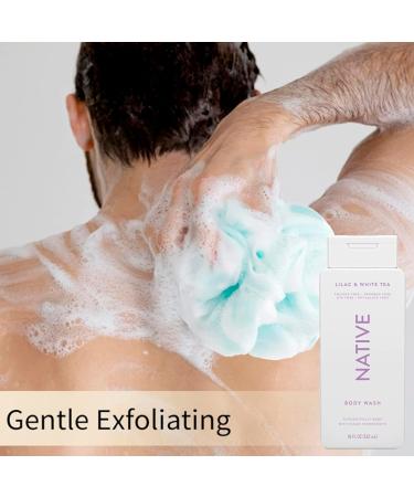Native Body Wash Lilac & White Tea 18 oz - Sulfate & Paraben Free Unisex with Premium Loofah & Back Sponge - Buy Online on GoSupps.com