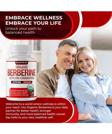 Organic Berberine with Ceylon Cinnamon 2175mg - Premium berberine supplement high purity extract USDA Organic, support immune system, Berberine Plus Complex, Non-GMO Vegan for Men Women 90 Capsules Vr1 - Buy Online on GoSupps.com