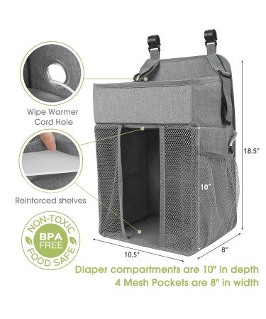 Changing Table Diaper Organizer - Baby Hanging Diaper Stacker Nursery Caddy Organizer for Cribs Playard Baby Essentials Storage (Gray) Grey - Buy Online on GoSupps.com