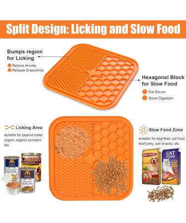 Buy Aiqinu Large Lick Mat Set for Dogs & Cats - 2 BPA-Free Leak Mats with Suction Cups | Slow Feeder for Baths Training & Fur Care | Orange & Blue - Buy Online on GoSupps.com