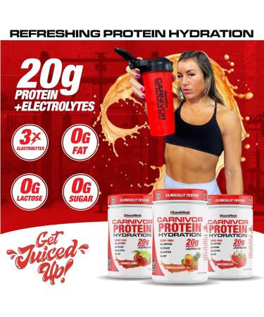 MuscleMeds Carnivor Protein Hydration Drink Powder 20g Refreshing Protein Isolate Lactose Free Sugar Free Electrolytes Muscle Building Recovery Halal Certified Tropical Punch 20 Serve Tropical Punch 3.5 Ounce (Pack  - Buy Online on GoSupps.com