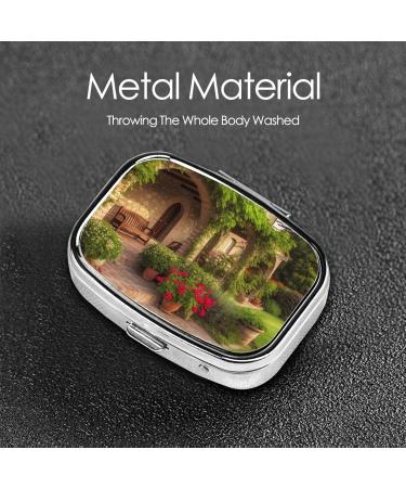 Gorgeous Yard Printed Square Pill Box | Portable Travel Medicine Organizer for Easy Medication Management - Buy Online on GoSupps.com