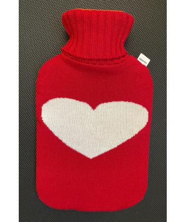 AQUAPAPA Large Non Toxic Natural Rubber Hot Water Bottle with Heart Red Knit Cover - 2 Liters | Pain Relief, Hot & Cold Therapy - Buy Online on GoSupps.com