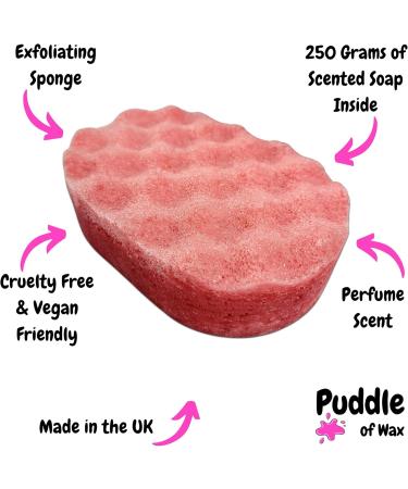 Missing Cherry Exfoliating Soap Sponge - 250g - Moisturising Shea Butter - Perfume Scent - Vegan Friendly - Puddle of Wax - Made in The UK - Buy Online on GoSupps.com