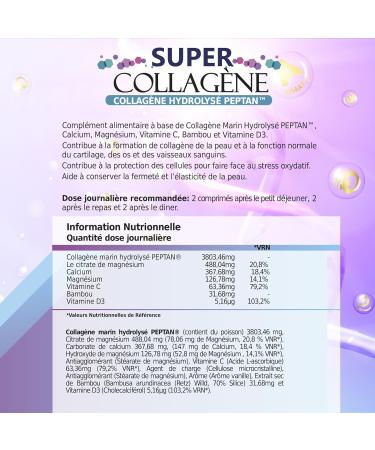 Hydrolyzed Marine Collagen + Bamboo + Magnesium + Calcium + Vitamins C and D3 | Hydrolyzed Collagen Peptan | For Health & Care of Joints Muscles & Bones | 180 Tablets - Buy Online on GoSupps.com