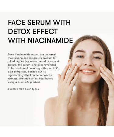 Sane Niacinamide Serum - Organic Plant Extracts for Inflammation Prevention | 1.01 fl oz Detoxifying Face Serum - Buy Online on GoSupps.com