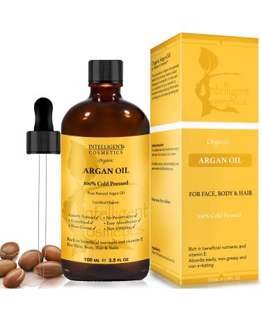 Argan Oil Pure and Organic - 100% Cold Pressed Vegan Unrefined Extra Virgin Unroasted Natural Oil of Morocco in amber glass dropper bottle