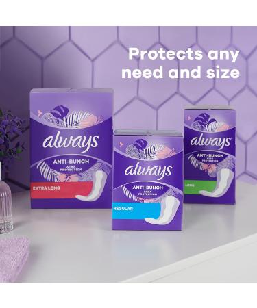 Always Anti-Bunch Xtra Protection Long Daily Liners - 108 Count Unscented, Comfortable, Anti-Bunch Technology - Buy Online on GoSupps.com