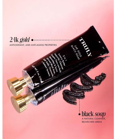 Truly Beauty 24K Gold Black Soap - Acne Hyperpigmentation & Aging Treatment with Chamomile & Turmeric - 5oz | International Shipping - Buy Online on GoSupps.com