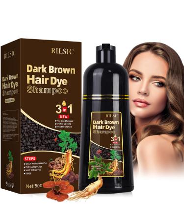 Dark Brown Coloring Shampoo 500 ml Color Coloring Shampoo Hair Sye Shampoo 3 in 1 Instant Hair Coloring Shampoo Colored Hair Shampoo Hair Dye Shampoo for Women and Men