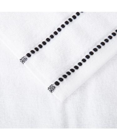 Luxury Cotton Towel Set - Quick Dry Zero Twist - 6 Piece Set - White/Black - Lavish Home - 12 x 12 - Buy Online on GoSupps.com