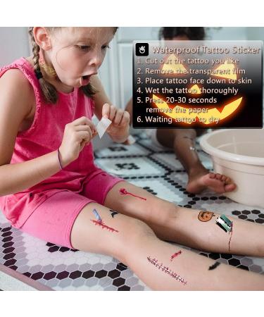 Halloween Zombie Scar Tattoo Sticker 12 Sheets - Waterproof Realistic Fake Wound Tattoos for Halloween Makeup & Cosplay - Buy Online on GoSupps.com