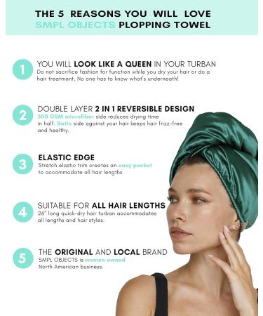 SMPL Objects Microfiber Hair Wrap Towel - Double-Layer Curly Hair Turban for Women - Satin Hair Rock Cloth (Tropical Leaves) - International Shipping - Buy Online on GoSupps.com