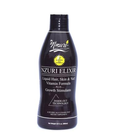 Nzuri Elixir Hair Skin and Nails Vitamins for Women and Men with Vitamin D 32 oz.