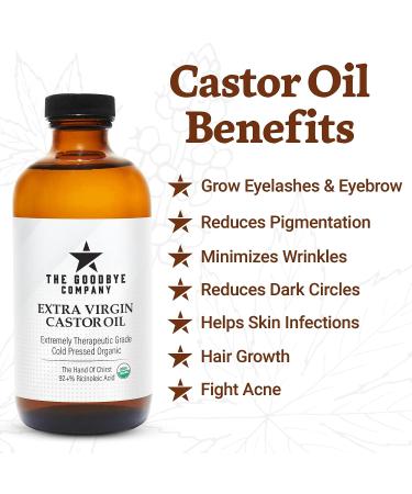 Organic Cold-Pressed Castor Oil 16oz - 100% Pure & Natural for Skin, Hair Growth, Eyelashes - USDA Certified, Hexane & BPA Free - Buy Online on GoSupps.com