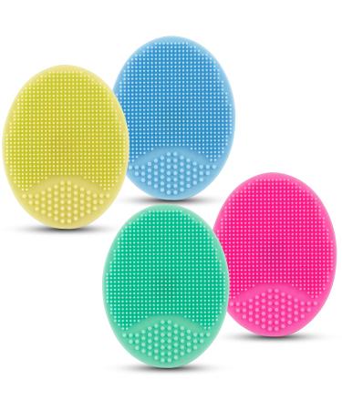 4 pieces of silicone-face cleaning brush face scrubber facial massager brush for pores blackhead removal peeling unique make-up tool for girls sister (color accidentally) 4 x silicone facial brushes