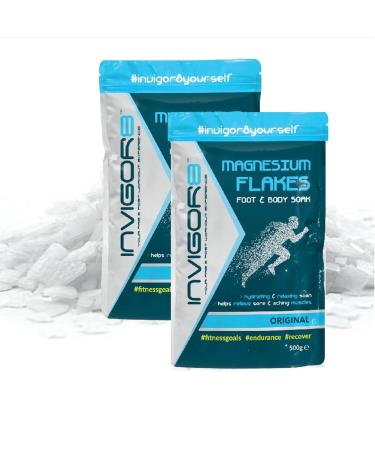 2 Pouches of Magnesium Flakes Foot & Bath Soak Magnesium Chloride Relaxing Muscle Soak 500g Each