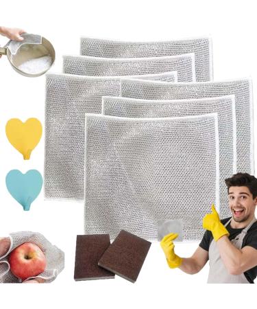 EZGHAR Suncrafta Miracle Cloth Acssart Wire Dishcloth Circularite Scrubbing Cloths Home Essentials Wire Miracle Cleaning Cloths Multipurpose Wire Dishwashing Rags for Wet and Dry (6PCS)