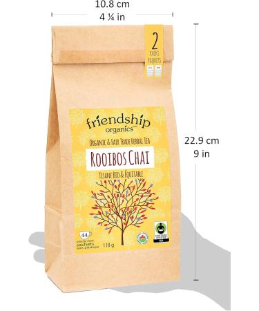 Friendship Organics Rooibos Chai Tea Bags Organic and Fair Trade Herbal 44 Count 44 Count (Pack of 1) - Buy Online on GoSupps.com