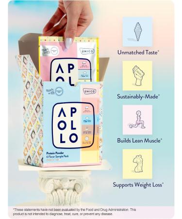 Unico Apollo Protein Powder Samples - Try 6 Delicious Flavors | Convenient Single-Serve Pouches | 100% Grass-Fed Whey Casein & Egg White Protein - Buy Online on GoSupps.com