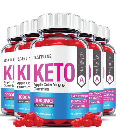 (5 Pack) Safeline Keto Gummies Safeline Keto ACV Gummies Vegan Non GMO Safe Line Keto Gummies Advanced Loss Formula 1000mg with Apple Cider Vinegar Vitamin B12 Vitamin B6 Beet Root (300 Gummies) 300.0 Servings (Pack of 5)