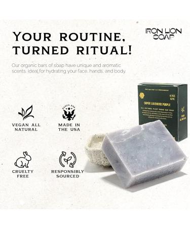 Iron Lion Soap Super Lavender Purple Organic Vegan Bar Soap 3 Pack All Natural Plant Based Soap for Body, Face, & Bath - Buy Online on GoSupps.com