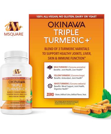 Okinawa Triple Turmeric + Curcumin Supplement | 766mg Turmeric Blend | Joint Pain Relief | 120 Capsules - Buy Online on GoSupps.com