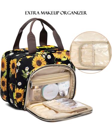 Sunflower Hanging Toiletry Bag Organizer for Women - Water Resistant Travel Case with 4 Sections for Makeup and Accessories - Buy Online on GoSupps.com