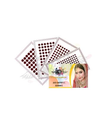 Bollywood Forehead Stickers Adhesive Body Jewelry - 9 Cards Multicolored Tattoo Velvet Bindi Round Dot (Maroon) - Buy Online on GoSupps.com