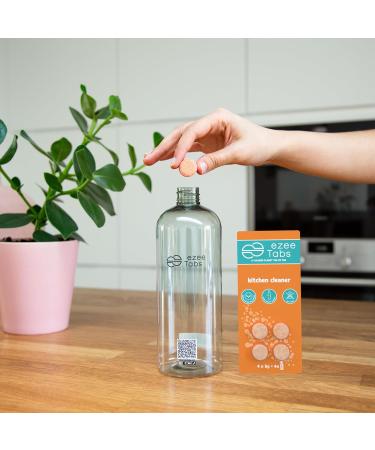 EzeeTabs Kitchen Cleaner - Cleaning Tablets for Microplastic-free Biodegradable and Vegan Cleaning Products - 4 x Cleaner with Degreasing Power and 1 x Reusable Bottle - Buy Online on GoSupps.com