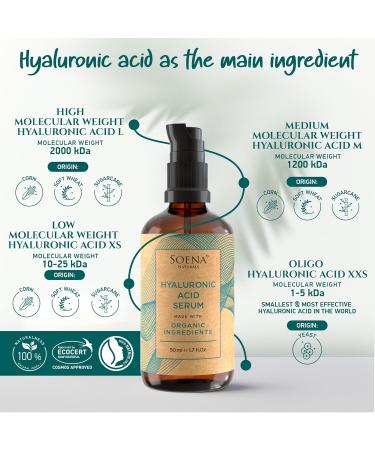 Organic Hyaluronic Acid Serum for Face | Best Hyaluronic Acid (Oligo) + 4 Hyaluronic Sizes - Highly Dosed | Hydrating Serum - Aging-Aging Moisturizer Fragrance-Free | Made in Germany 1.7 Fl Oz (Pack of 1) - Buy Online on GoSupps.com