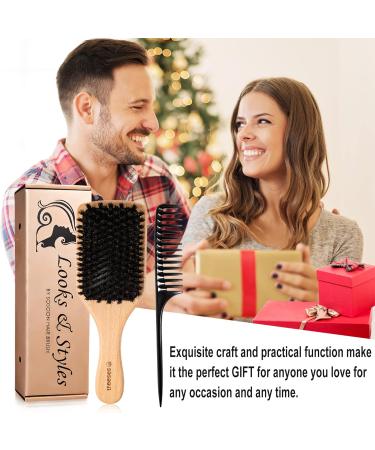 Pure Boar Bristle Hair Brush for Women Men Kids - Restore Shine & Texture, Smooth & Health Yellow - Buy Online on GoSupps.com