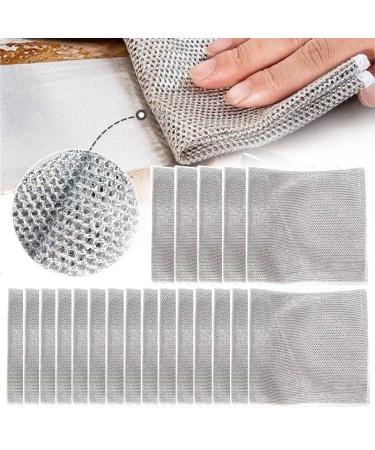 Magnifying Wire Dishwashing Rag Multifunctional Non-Scratch Wire Dishcloth Multipurpose Wire Dishwashing Rags for Wet and Dry for Dishes Sinks Counters Stove Tops (20)