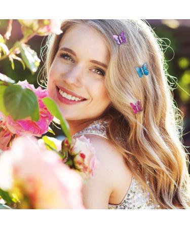 PAGOW 12 Pcs Butterfly Hair Clips Set - Resin Mini Barrettes for Women Girls - Cute Colored Claw Clips - No-Slip Transparent Design - 90s Fashion Accessory in Blue Purple Yellow Pink - Perfect Christmas Gift - Buy Online on GoSupps.com