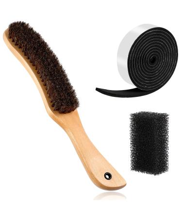 3 Pieces Fedora Hat Brush Kit includes Lint Remover Duster Brushes for Felt Hats Horsehair Bristles Felt Hat Cleaning Sponge for Western Cowboy Cowgirl Hats Hat Size Tape Hat Size Reducer (Natural)