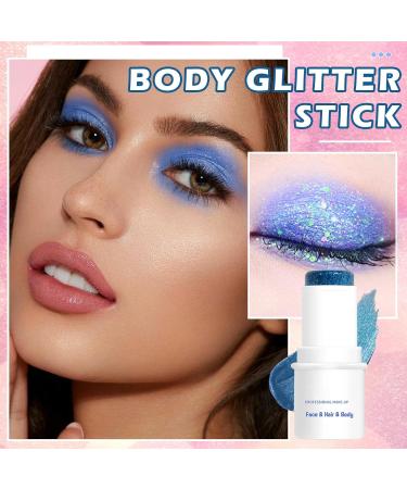 AIUEO Blue Body Glitter Stick | Holographic Mermaid Makeup & Halloween Face Paint | Chunky Glitter Sequin Stick - Buy Online on GoSupps.com