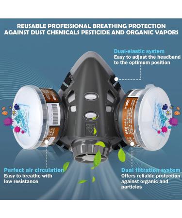 Reusable Face Cover with Filters Set - Active Carbon Respirator for Painting and Protection Against Gas, Dust, Vapors, and Fumes - Ideal for Painting, Staining, Car Spraying, Sanding, and Cutting - Buy Online on GoSupps.com