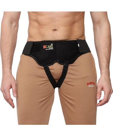 Double Inguinal Hernia Belt for Men | Medical Groin Support Truss - Large Black 7X7X6 | International Shipping Available - Buy Online on GoSupps.com