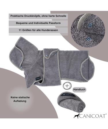 CANICOAT Dog Bathrobe Lavari - 100% Cotton Oeko-TEX Certified Size 5 Light Grey - Soft & Absorbent Dog Towel - Buy Online on GoSupps.com