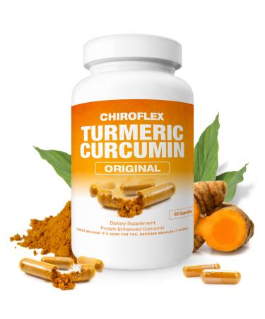 Chiroflex Turmeric Curcumin Capsules 600mg Joint Support Supplement with 95% Standardized Curcuminoids Protein Enhanced Fast Absorbing Turmeric Capsules (60 Caps) Original