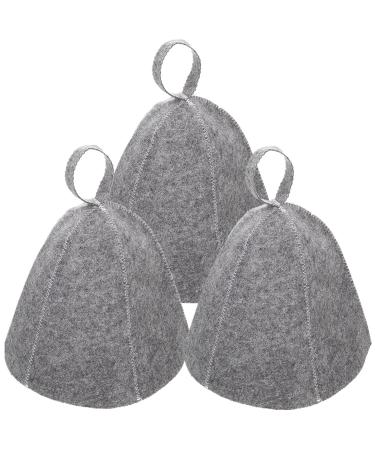 3 pieces of sauna hut felts sauna hat hats Filzhut sauna hut felt cap sauna cap shower cap bath cap shower hood for women and men (gray)