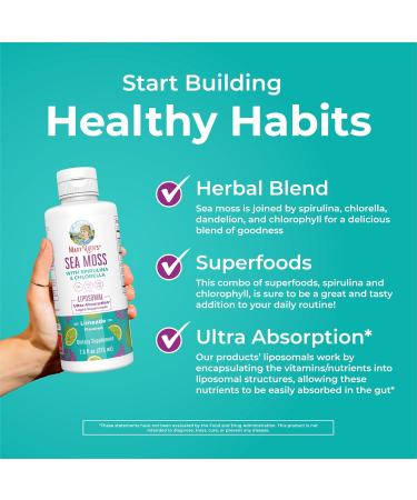 MaryRuth Organics Sea Moss with Spirulina and Chlorella Liposomal | Chlorophyll | Dandelion Root | Superfood | Ultra Absorption | Vegan | Non-GMO | Gluten Free | 7.6 fl oz | 15 Servings - Buy Online on GoSupps.com