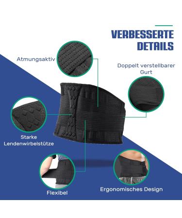 Nativodex Lumbar Support Belt - Back Pain Relief for Men & Women | Effective Stabilization with Support Struts | Black (S) - Buy Online on GoSupps.com