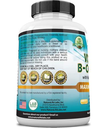 Vitamin B Complex with Vitamin C, Folic Acid - Nervous System Support, Energy Metabolism - 100 Veggie Capsules - Buy Online on GoSupps.com