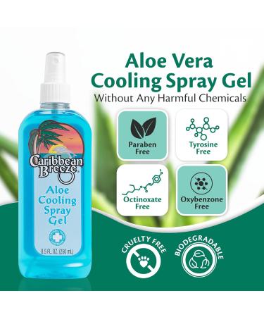 Caribbean Breeze Aloe Cooling Spray Gel | Sunburn Relief with Mango Lime & Tea Tree | Vitamin-Enriched 8.5 oz - Buy Online on GoSupps.com